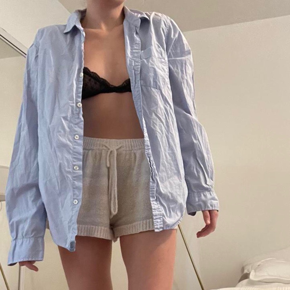 Blue collared Oxford vintage button up dress shirt